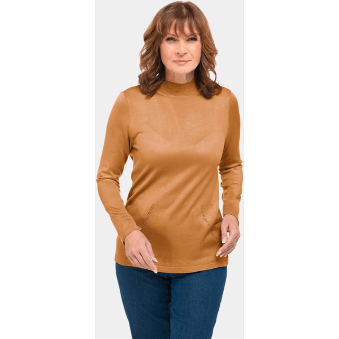 Pullover met opstaande kraag - honing - Gr. 42 van Goldner Fashion