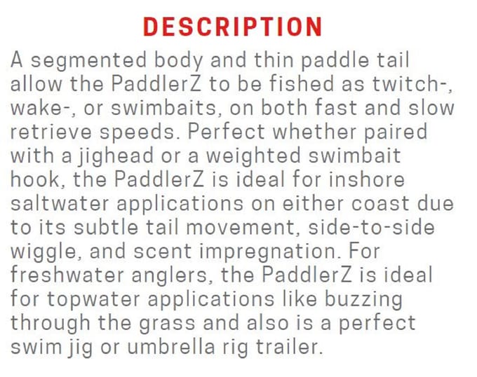 Zman Soft Lure Geurende PaddlerZ 4 Inch 5/Pack Rood Bot (8200)