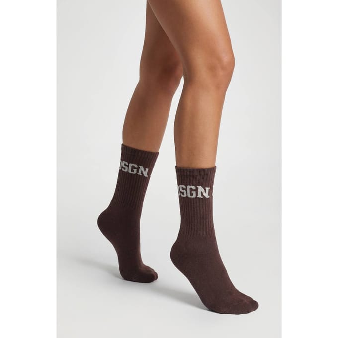 Dames Dsgn Studio Collegiate Sportsokken | Dark Chocolate