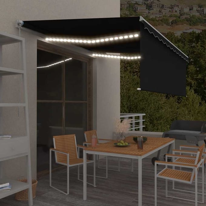 vidaXL - Handmatige - zonnetent - met - zonne-energie - ledverlichting - 4,5 - x - 3 - m