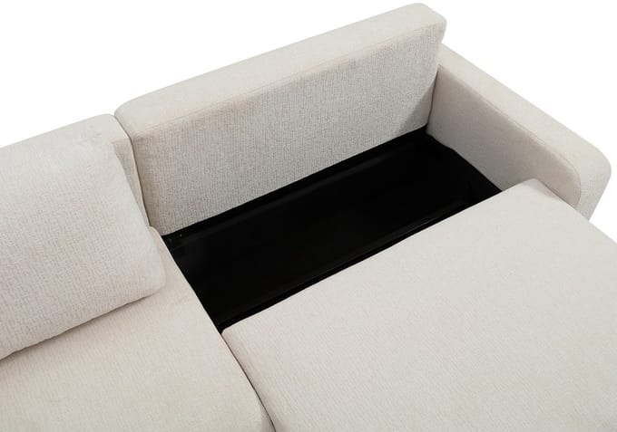 Vente-unique Vierzitsslaapbank in beige chenille stof YOKIRA