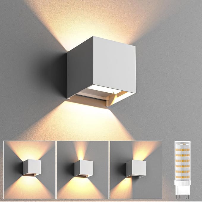 Moderne Wit Aluminium Wandlamp IP65 - Dimbaar Lichtbeeld & Verwisselbare G9 LED