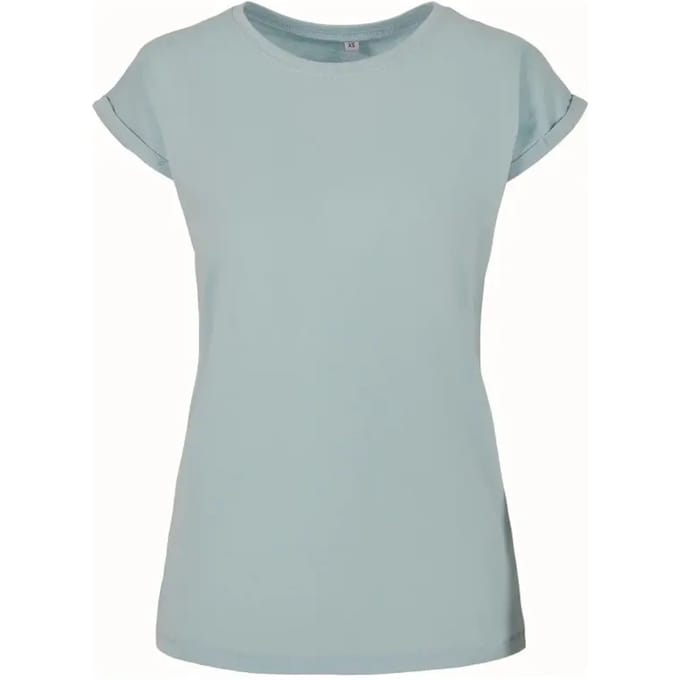 Build Your Brand - Extended Shoulder Dames T-shirt - Ocean Blue maat XS