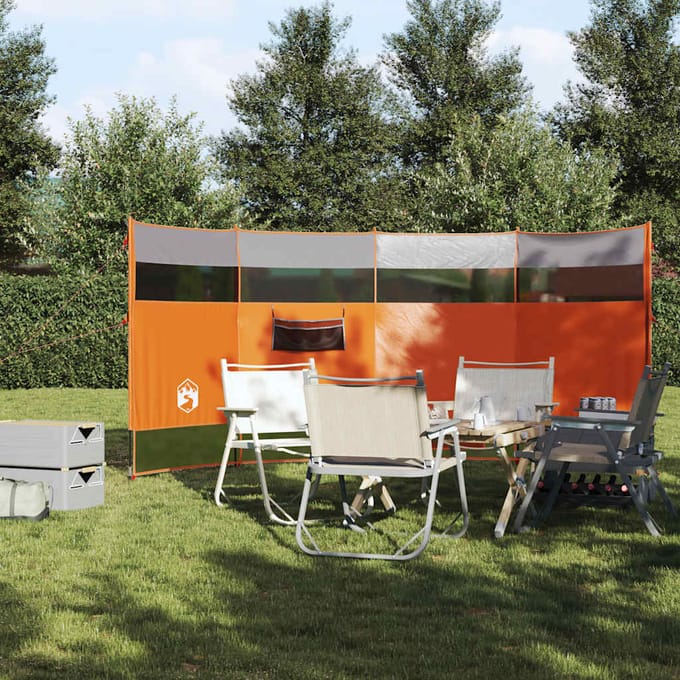 vidaXL - Windscherm - camping - waterdicht - 366x152x152 - cm - grijs - en - oranje