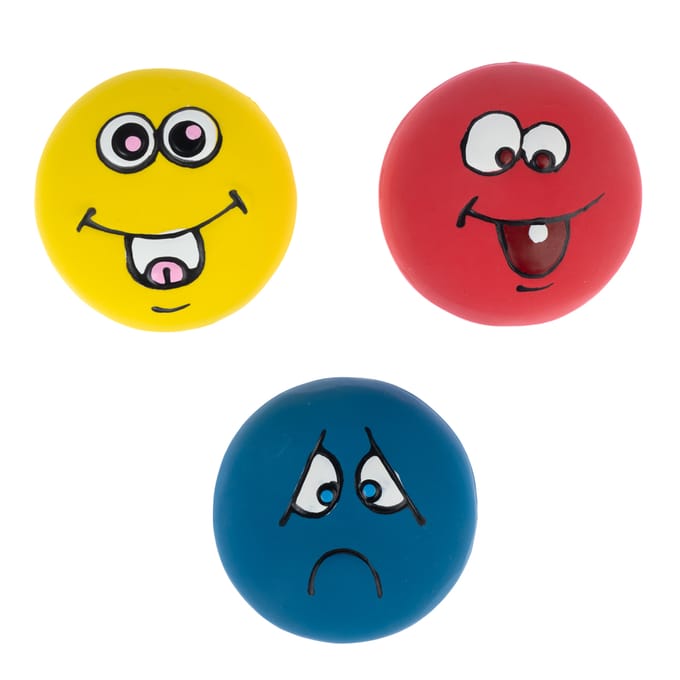zooplus Basics hondenspeelgoed Emoji latex ballen set van 3 (Ø5cm per stuk)