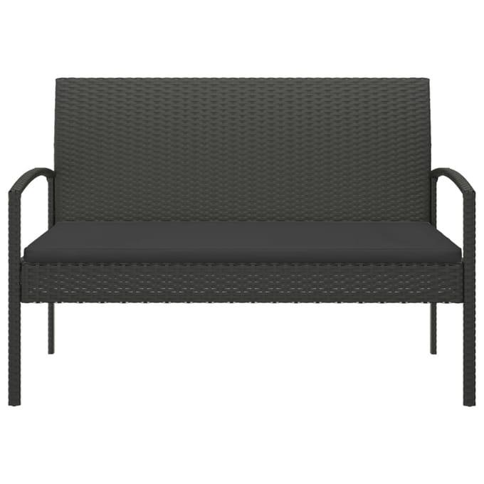 vidaXL - Tuinbank - met - kussen - 105 - cm - poly - rattan - zwart