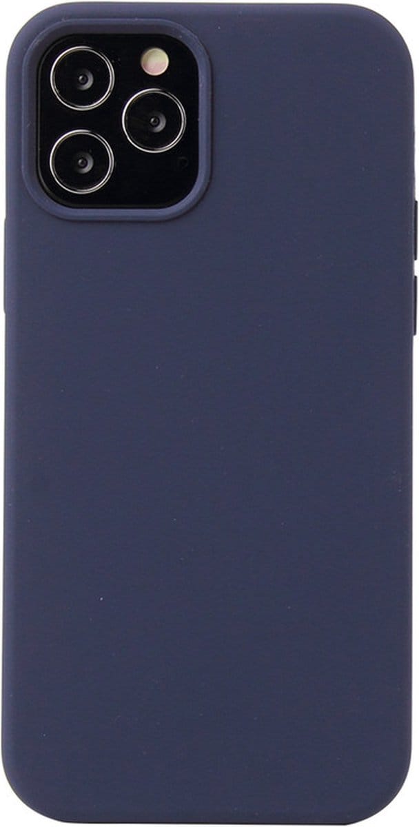 iPhone 12 PRO MAX Hoesje - Liquid Case Siliconen Cover - Shockproof - Navy Blauw - Provium