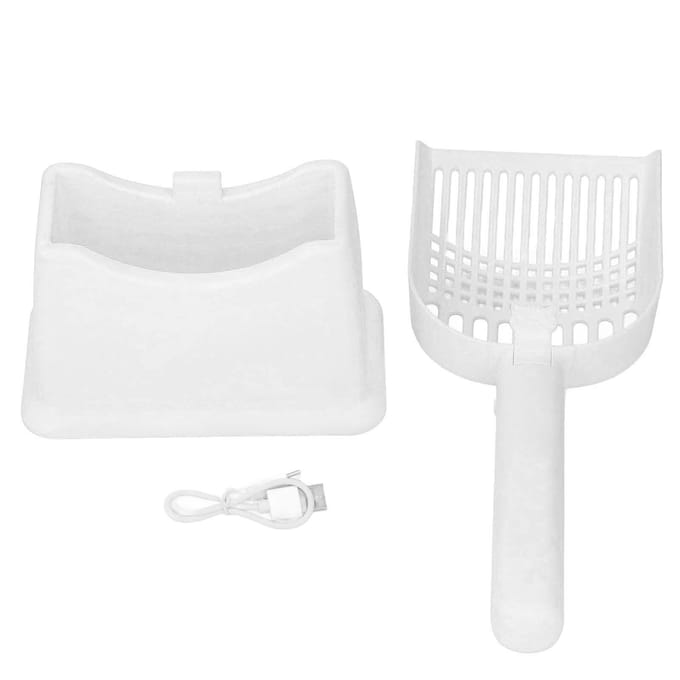 Pelle à Litière Électrique Chat Forte Vibration Rechargeable Fonctionnement Silencieux Portable Sans Fil Chat blanc