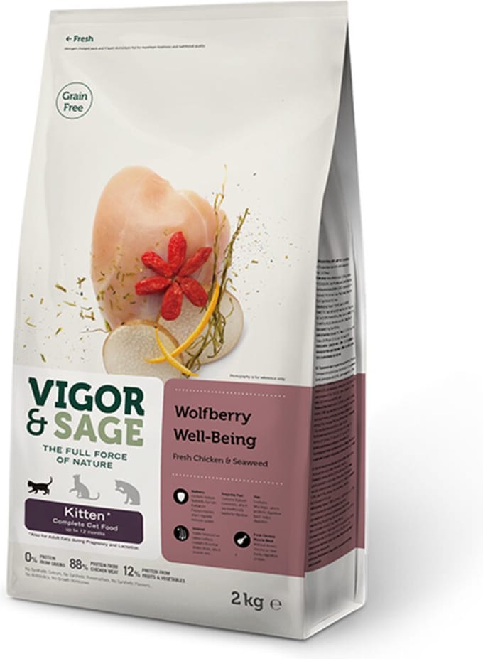 Vigor & Sage Kattenvoer Kitten Well-Being Wolfberry - 2 kg