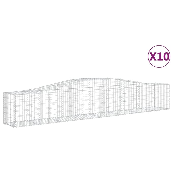 vidaXL - Schanskorven - 10 - st - gewelfd - 400x50x60/80 - cm - gegalvaniseerd - ijzer