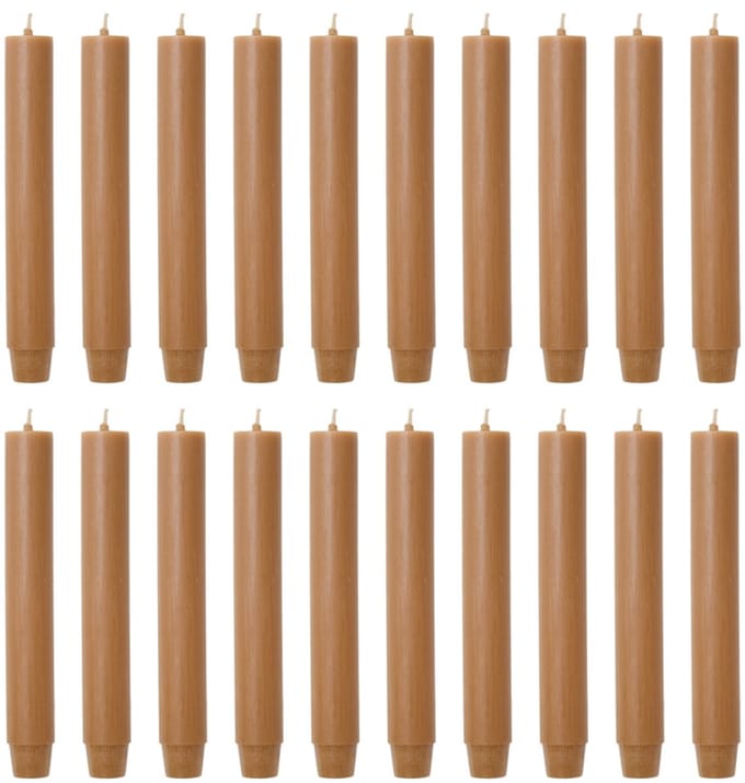 Rustik Lys chique mooie dinerkaarsen pak van 20 stuks 2.6 x 18 cm in de kleur Tabak