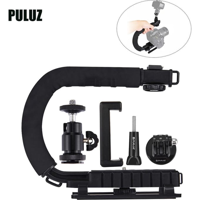 PULUZ U-vormige draagbare handheld camera houder video handvat DV beugel C-vormige steadicam zwart