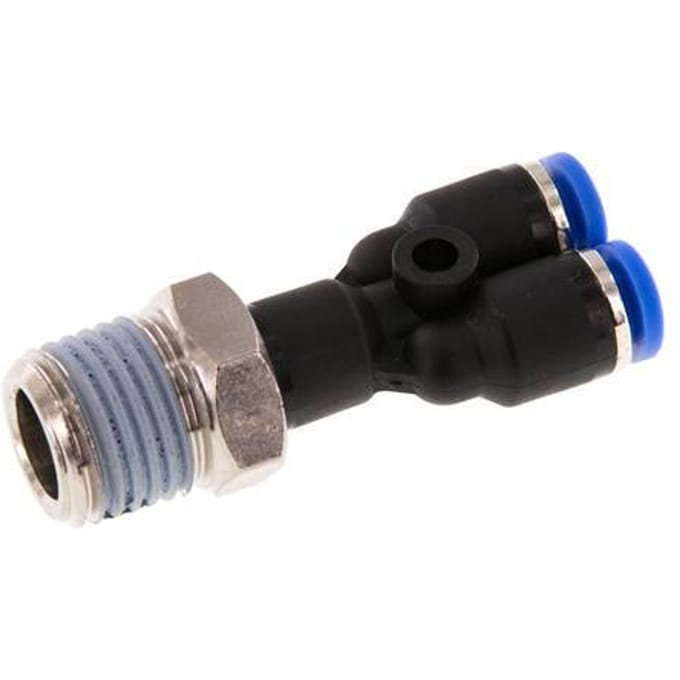4mm x R1/4'' Y-koppeling Messing/PA 66 Insteekfitting Buitendraad Draaibaar NBR [2 Stuks]