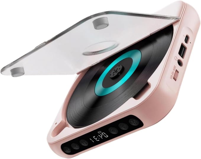Draagbare CD-speler - Muziekspeler Discman - Muziek Luisteren Onderweg - Bluetooth en Type-C - 280 gram - Roze