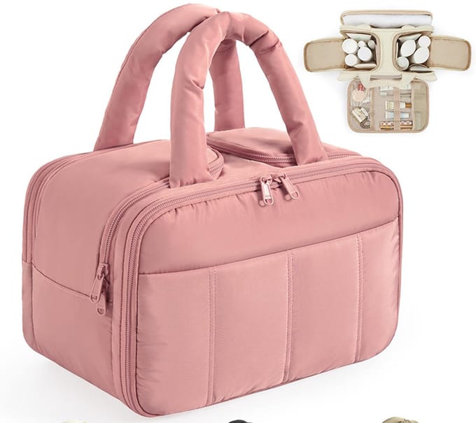 Reistoilettas - Dames - Groot - Pluche toilettas - Elegant en ruim