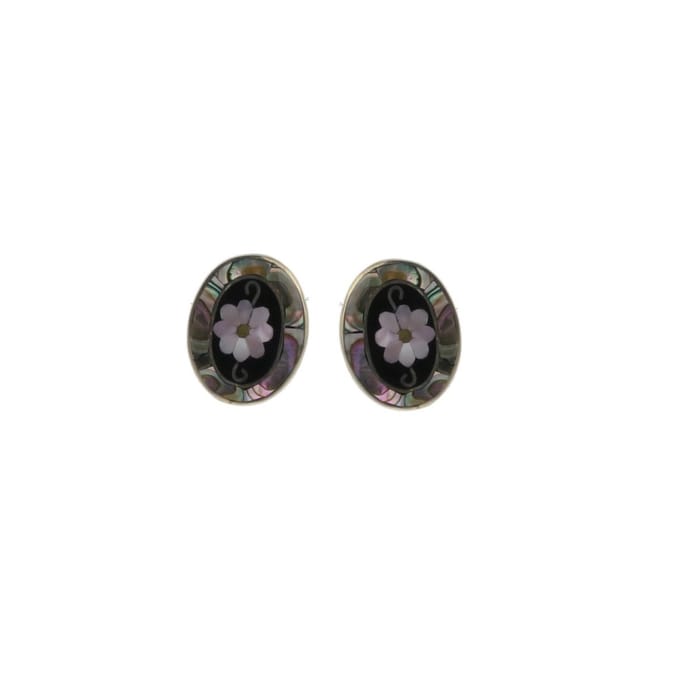Behave - Oorclips - Ovaal - Abalone schelp - Bloem - Vintage romantisch