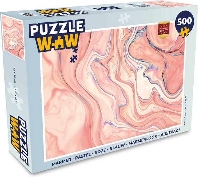 Puzzel Marmer - Pastel - Roze - Blauw - Marmerlook - Abstract - Legpuzzel - Puzzel 500 stukjes