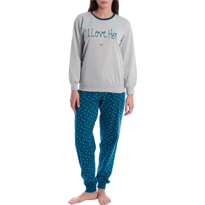 Winterpyjama KLP2 van pluche katoen voor dames