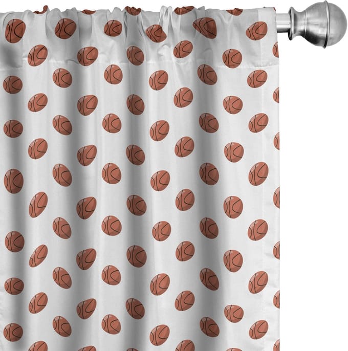 ABAKUHAUS Basketbalgordijnen – 2x75x225 cm – Microfaser – Halfdonker – Kaneel/Zwart/Wit
