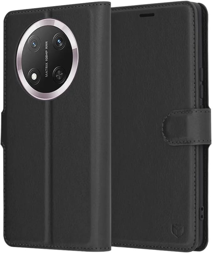 Hoesje geschikt voor HONOR Magic7 Lite/X9c - Techsuit Leather Folio Book Wallet Case - Zwart