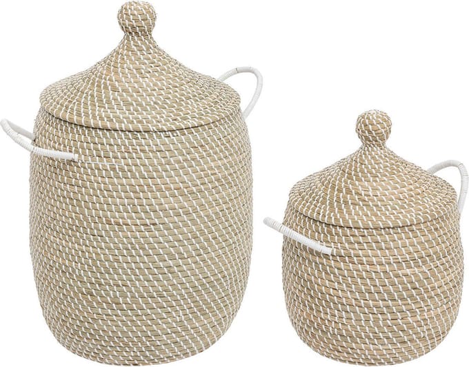 Atmosphera Soleya Stro manden set van 2 stuks Ø39xH58cm - Beige