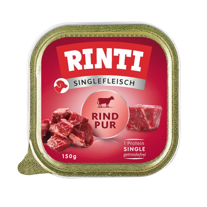 10x150g Singlefleisch Rund Puur RINTI Hondenvoer nat