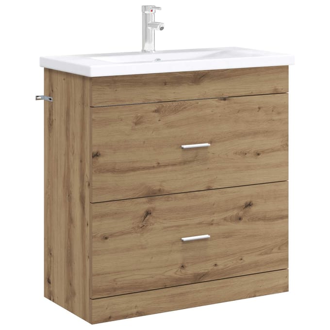 vidaXL - Badkamer - Onder - Het - Wastafel - Kast - Artisanaal - eiken