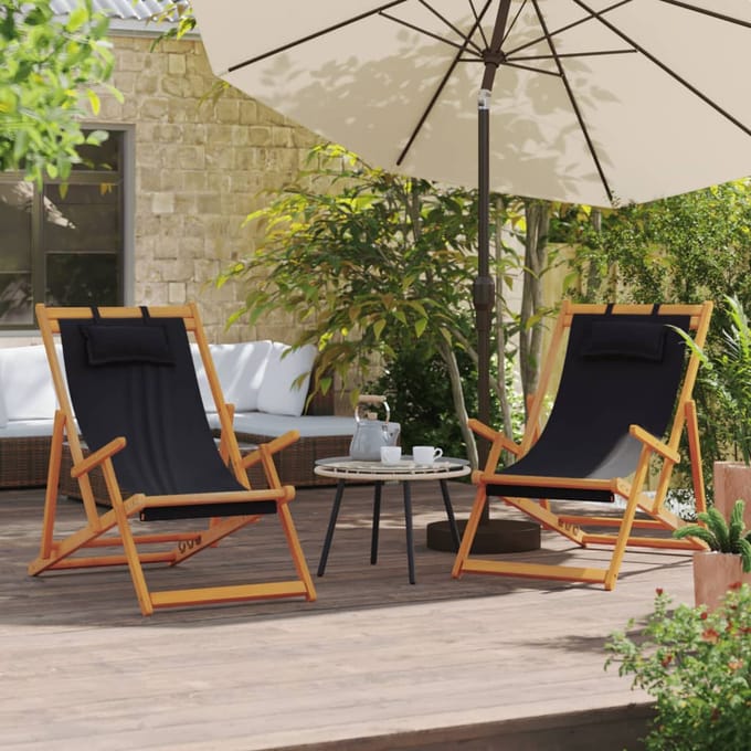 vidaXL - Opklapbare - stoelen, - 2 - stuks, - zwarte - stof