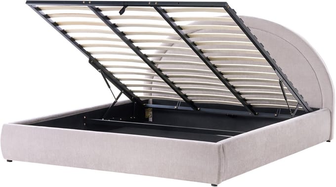 MOUZON - Bed met opbergruimte - Taupe - 180 x 200 cm - Stof
