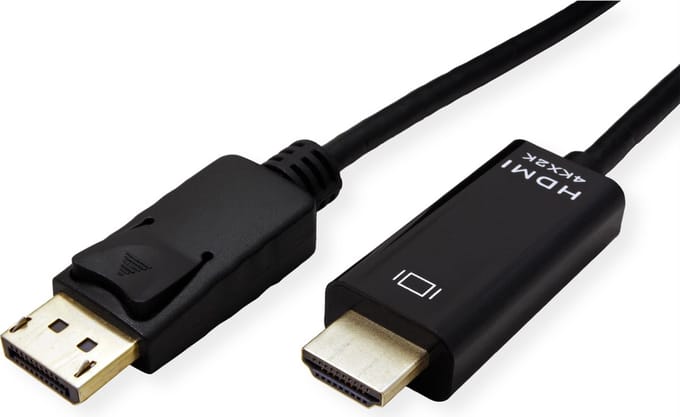 ROLINE DisplayPort Kabel DP - UHDTV, Dun, M/M, zwart, 1 m