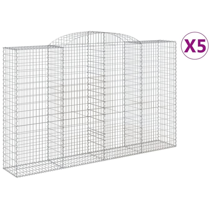 vidaXL - Schanskorven - 5 - st - gewelfd - 300x50x180/200 - cm - ijzer