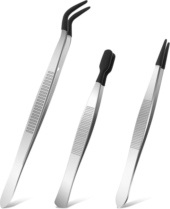 Dailygoods- Pincet Set 3 Stuks - Roestvrij Staal - Platte/Bogen Punt