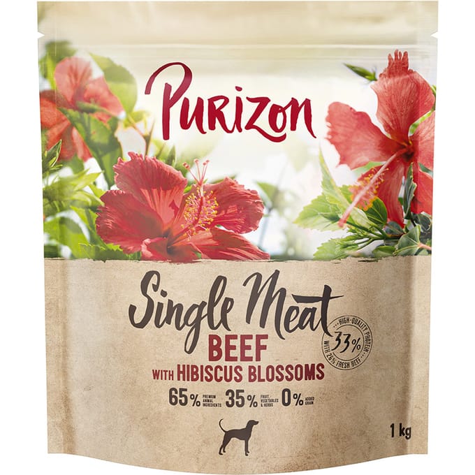 1kg Purizon rundvlees met hibiscus droogvoer voor honden