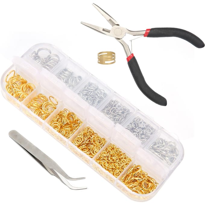 Kit Anneau Fermoir Mousqueton avec outils Bijoux Boucles d'oreilles colliers DIY Accessoire de Fabrication white