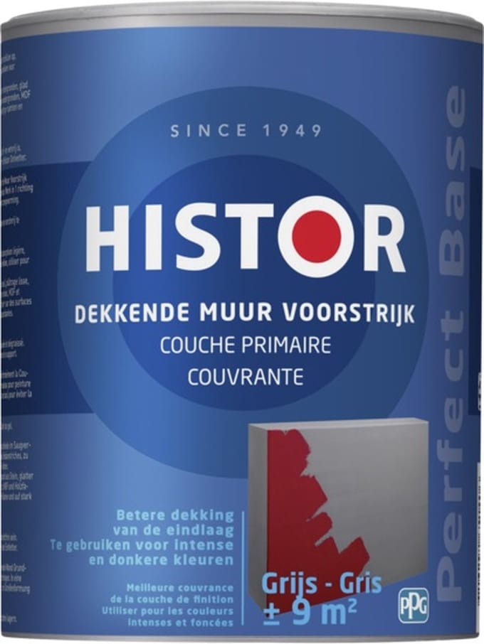 Histor Perfect Base Dekkende Muur Voorstrijk 1 liter - Grijs