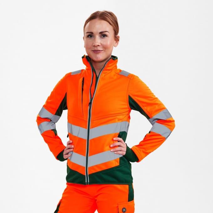 Engel Safety softshell jack voor dames 1156-237 - Hi-vis Orange / Green - M