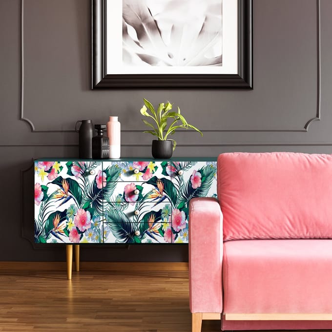 Sticker met tropisch design, sherrymotief, 40 x 60 cm