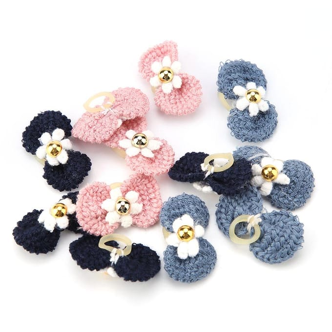 12 Stuks Huisdier Haaraccessoires Hond Elastisch Haar Touw Band Kat Strik Vorm Hoofddeksel gray