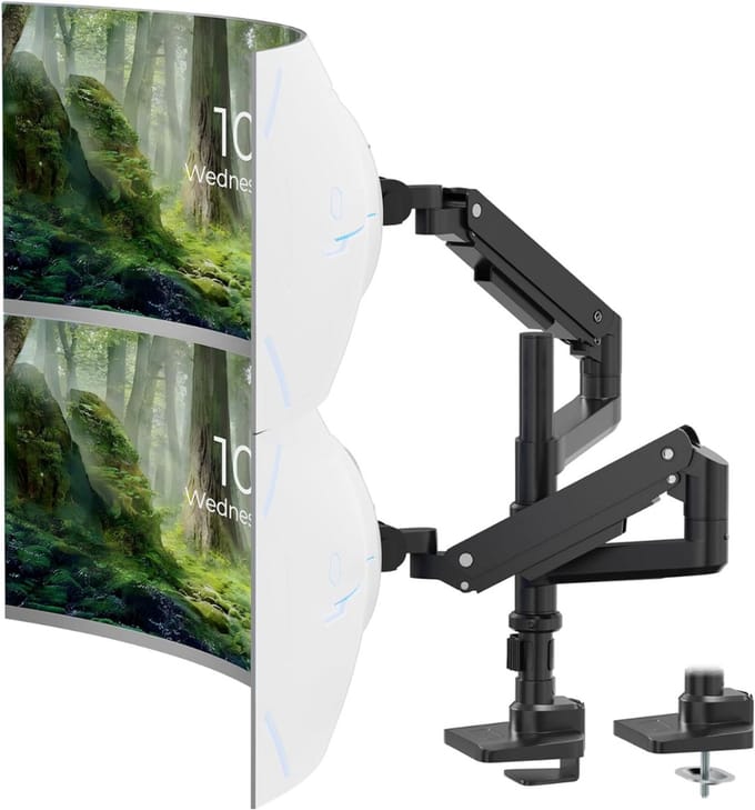 Monitor Arm 2 Schermen - Standaard - Verhoger - Zwart