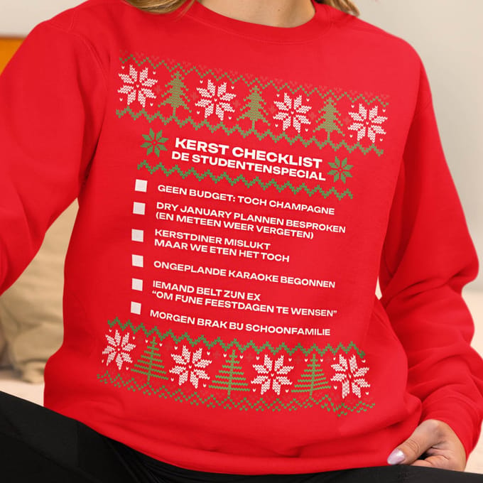 Kerst Trui Rood Kerst Checklist - De Studentenspecial XS