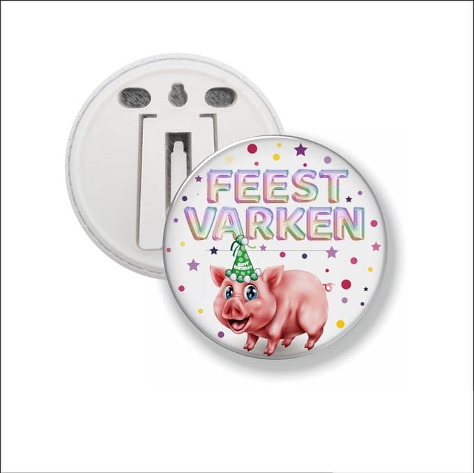 Button Met Clip 58 MM - Feest Varken