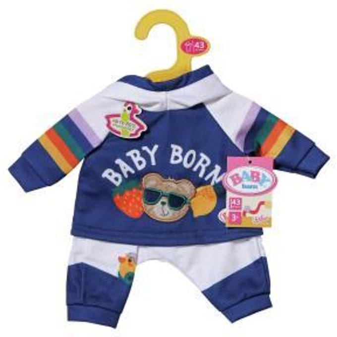 BABY born poppen joggingpak blauw 43cm - poppenkleding polyester.