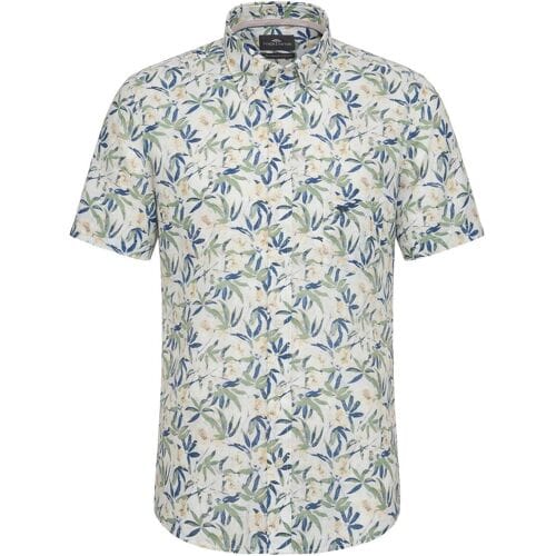 Fynch-Hatton Overhemd Slub Flower Pattern Button-Down Pale Yellow / male