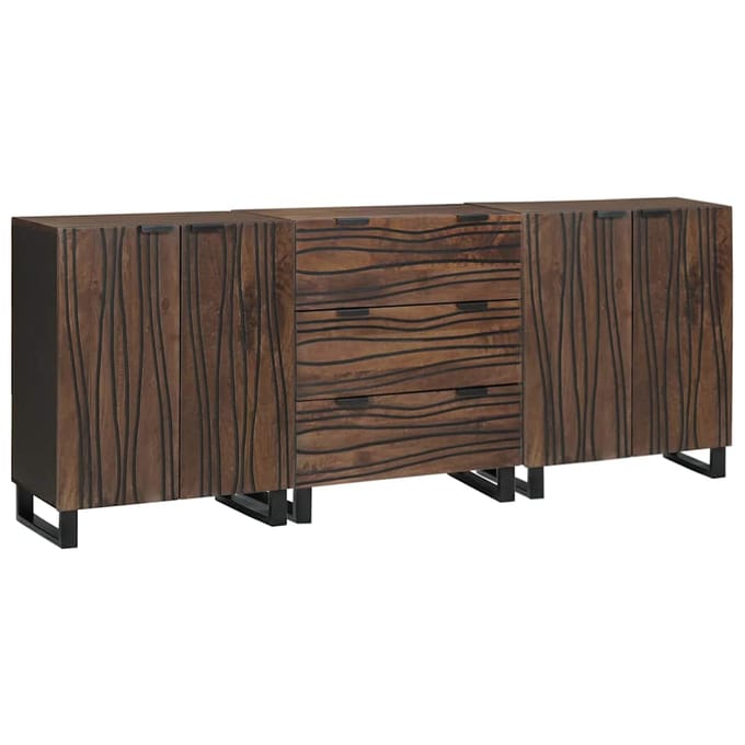 vidaXL - Dressoir - Set - 3 - st - Bruin - 180 - x - 33 - x - 75 - cm - Massief - Mango - Hout