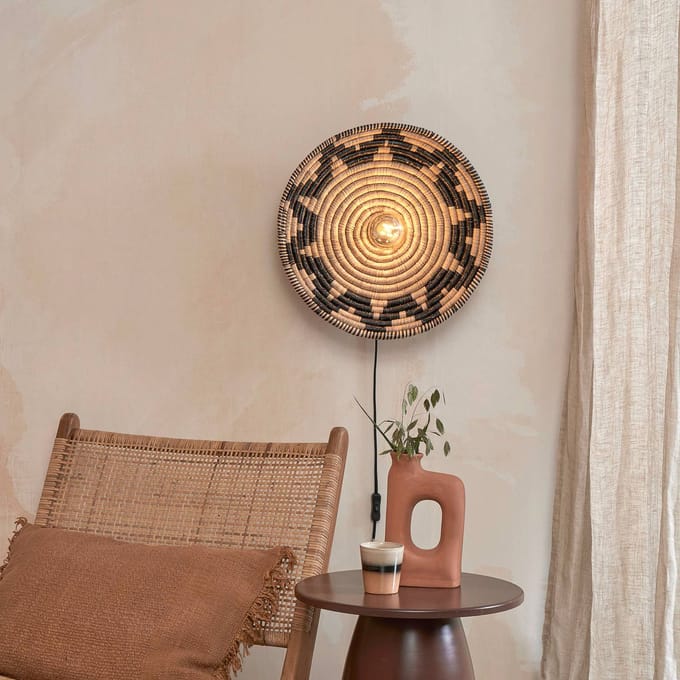 GOOD&MOJO Wandlamp Andros - Naturel/Zwart - Ø45cm - Binnen Scandinavisch