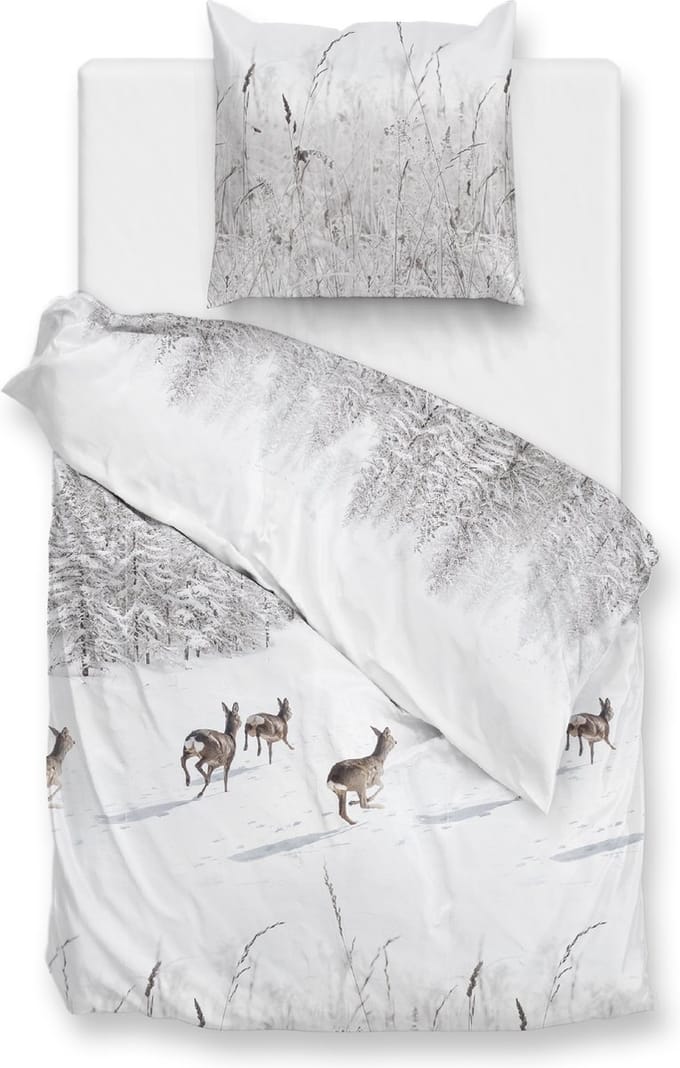 Zohome Snowy Dekbedovertrek - Eenpersoons - Flanel - 140x200-220cm - Wit