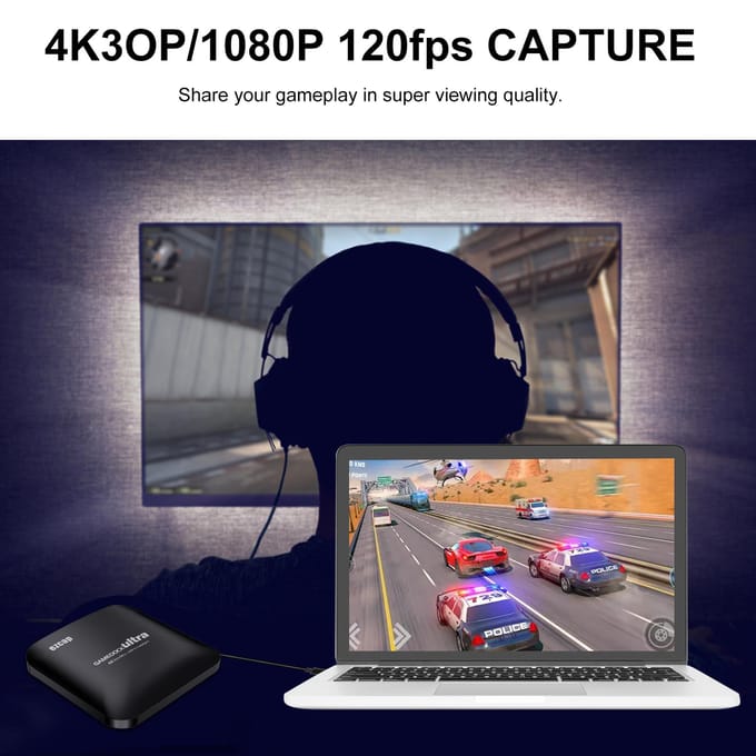 Ezcap326C 4K Video Game Capture Card HDR Loop Mic In 1080P 60fps 120FPS Opnamebox USB 3.1 Type zwart