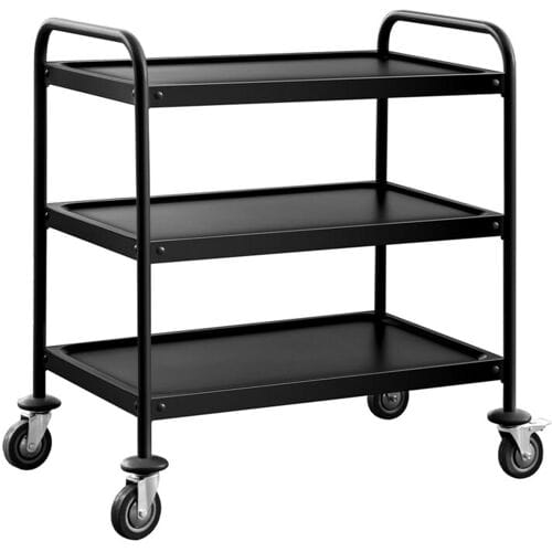 GGM Gastro Servierwagen - 800x500mm - mit 3 Abstellflächen - Schwarz