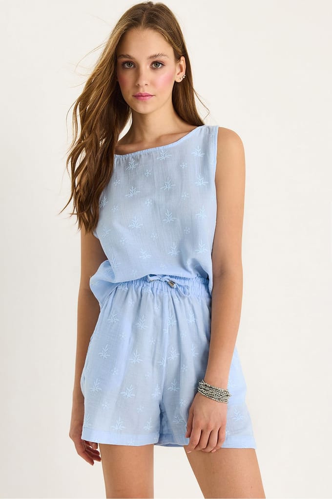Korte Hoge Taille Tweedelige Set met Knopfsluiting