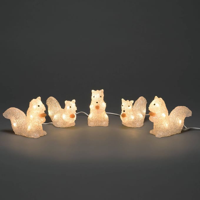 Verlicht kerstfiguur voor buiten - 5 eekhoorns - 40 LEDs - Warm wit - Dimbaar - 12 cm hoog - Kerstverlichting